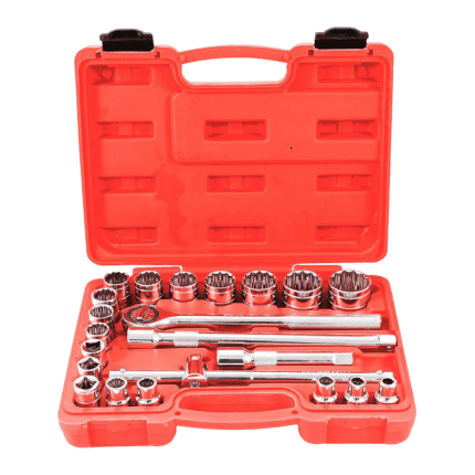 O Jogo de Soquete Estriado 1/2" 8-32mm com 22 peças da NOLL é ideal para quem precisa de desempenho e praticidade em serviços mecânicos, automotivos e industriais.