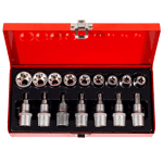 jogo com 16 peças Torx macho e fêmea 1/2".