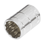 Soquete estriado da marca NOLL, fabricado em aço cromo vanádio com acabamento cromado, ideal para uso profissional."