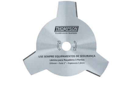 LAMINA 3 PONTAS PARA ROÇADEIRA FURO 1" 255 MM THOMPSON