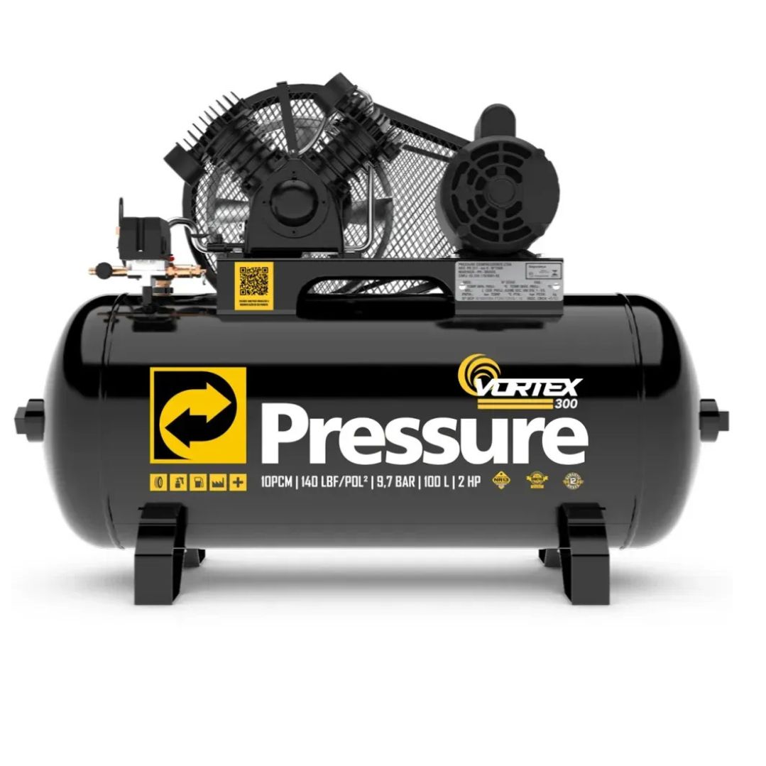 Compressor Vortex 300 10pcm 100L 140PSI-Monofásico-Pressure